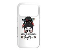 Brussels Griffon Kinda Busy Being A Dog Mom Funny Messy Bun Coque pour iPhone 17 Pro