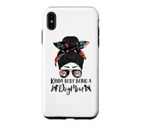 Brussels Griffon Kinda Busy Being A Dog Mom Funny Messy Bun Coque pour iPhone XS Max