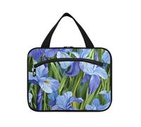 Brussels Iris Pseudacorus Beauty Flowers Trousse à cosmétiques de voyage à suspendre avec crochet, sacs essentiels de designer pour articles de toilette pour voyageurs, voyage Bolsa para maquillaje L