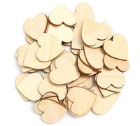 Brussels Lot de 50 disques en bois en forme de cœur à suspendre pour décoration de fête de mariage, loisirs créatifs, 3 cm