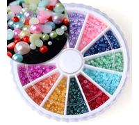 Brussels08 Lot de 500 perles multicolores 3D à dos plat demi-rondes imitation perles DIY Nail Art Décoration pour loisirs créatifs Téléphone Ongles Couleur aléatoire