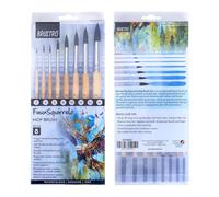 BRUSTRO Lot de 8 brosses rondes imitation écureuil (taille : 1, 4, 5, 8, 10, 12, 14, 16) | Poils synthétiques et naturels, manche court et en bois, idéal pour aquarelle, gouache, encres, artistes