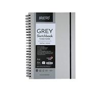 BRUSTRO Toned Paper - Carnet de croquis gris | A4, 120 g/m², 60 feuilles/120 pages | Reliure à spirale, papier de qualité supérieure, sans acide, idéal pour les supports secs, l'art mandala, le