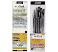 BRUSTRO VelveTouch Lot de 6 pinceaux d'artiste Gouache, acrylique, aquarelle et peinture à l'huile | Manche court, poils synthétiques, rond, filbert, poignard, forme plate