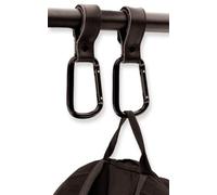 Brute Strength - Crochet multifonctionnel en cuir avec velcro - Noir - 2 pièces - Crochet pour sac - Sangles pour poussette - Crochet pour buggy - Accroche-sac - Accessoires pour buggy - Mousqueton