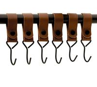 Brute Strength - Crochet polyvalent avec boucle en cuir - Cognac - 12 pièces - Crochet en cuir - Crochet pour manteau - Crochet pour camping - Cuir - Crochets de suspension - Crochets pour serviettes