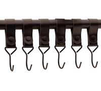 Brute Strength - Crochet polyvalent avec boucle en cuir - Noir - 12 pièces - Crochet en cuir - Crochet pour manteau - Crochet pour camping - Cuir - Crochets de suspension - Crochets pour serviettes