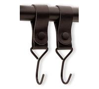 Brute Strength - Crochet polyvalent avec boucle en cuir - Noir - 2 pièces - Crochet en cuir - Crochet pour manteau - Crochet pour camping - Cuir - Crochets de suspension - Crochets pour serviettes