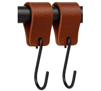 Brute Strength - Crochets en S multifonctionnels en cuir - Cognac - 2 pièces - Crochet pour manteau - pour cuisine, salle de bain, chambre et bureau