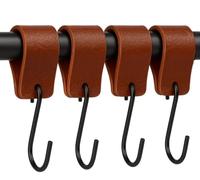 Brute Strength - Crochets en S multifonctionnels en cuir - Cognac - 4 pièces - Crochet pour manteau - pour cuisine, salle de bain, chambre et bureau