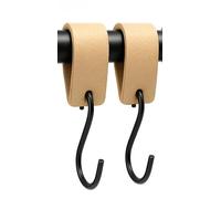 Brute Strength - Crochets en S multifonctionnels en cuir - Naturel - 2 pièces - Crochet pour manteau - pour cuisine, salle de bain, chambre et bureau