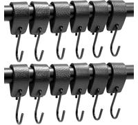 Brute Strength - Crochets en S multifonctionnels en cuir - Noir - 12 pièces - Crochet pour manteau - pour cuisine, salle de bain, chambre et bureau