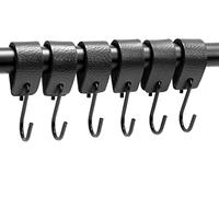 Brute Strength - Crochets en S multifonctionnels en cuir - Noir - 6 pièces - Crochet pour manteau - pour cuisine, salle de bain, chambre et bureau