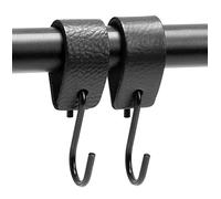 Brute Strength - Crochets en S multifonctionnels en cuir - Noirs - 2 pièces - Crochet pour manteau - pour cuisine, salle de bain, chambre et bureau