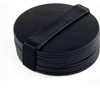 Brute Strength - Lot de 10 sous-verres ronds en cuir pleine fleur - Noir - Rond - Dessous de verre - Dessous de verre