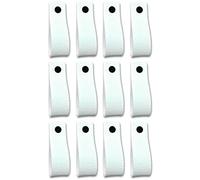 Brute Strength - Poignées en cuir pour meubles - Blanc - 12 pcs - 16,5 x 2,5 cm - Poignée de meuble, Poignée de porte pour cuisine, salle de bain, armoires, commode, bois