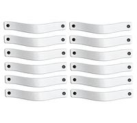 Brute Strength - Poignées en cuir pour meubles - Blanc - 12 pcs - 20 x 2,5 cm - Poignée de meuble, Poignée de porte pour cuisine, salle de bain, armoires, commode, bois