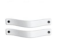 Brute Strength - Poignées en cuir pour meubles - Blanc - 2 pcs - 20 x 2,5 cm - Poignée de meuble, Poignée de porte pour cuisine, salle de bain, armoires, commode, bois