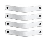 Brute Strength - Poignées en cuir pour meubles - Blanc - 4 pcs - 20 x 2,5 cm - Poignée de meuble, Poignée de porte pour cuisine, salle de bain, armoires, commode, bois