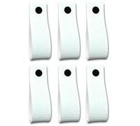 Brute Strength - Poignées en cuir pour meubles - Blanc - 6 pcs - 16,5 x 2,5 cm - Poignée de meuble, Poignée de porte pour cuisine, salle de bain, armoires, commode, bois