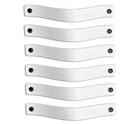 Brute Strength - Poignées en cuir pour meubles - Blanc - 6 pcs - 20 x 2,5 cm - Poignée de meuble, Poignée de porte pour cuisine, salle de bain, armoires, commode, bois