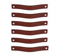 Brute Strength - Poignées en cuir pour meubles - Cognac - 6 pcs - 20 x 2,5 cm - Poignée de meuble, Poignée de porte pour cuisine, salle de bain, armoires, commode, bois