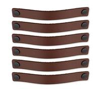 Brute Strength - Poignées en cuir pour meubles - Cognac - 6 pcs - 25 x 3 cm - Poignée de meuble, Poignée de porte pour cuisine, salle de bain, armoires, commode, bois