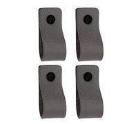 Brute Strength - Poignées en cuir pour meubles - Gris - 4 pcs - 12,5 x 2,5 cm - Poignée de meuble, Poignée de porte pour cuisine, salle de bain, armoires, commode, bois