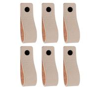 Brute Strength - Poignées en cuir pour meubles - Gris clair - 12 pcs - 16,5 x 2,5 cm - Poignée de meuble, Poignée de porte pour cuisine, salle de bain, armoires, commode, bois