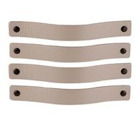 Brute Strength - Poignées en cuir pour meubles - Gris clair - 4 pcs - 20 x 2,5 cm - Poignée de meuble, Poignée de porte pour cuisine, salle de bain, armoires, commode, bois