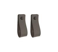 Brute Strength - Poignées en cuir pour meubles - Gris foncé - 2 pcs - 16,5 x 2,5 cm - Poignée de meuble, Poignée de porte pour cuisine, salle de bain, armoires, commode, bois