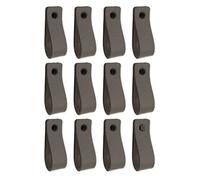 Brute Strength - Poignées en cuir pour meubles - Gris foncé - 24 pcs - 16,5 x 2,5 cm - Poignée de meuble, Poignée de porte pour cuisine, salle de bain, armoires, commode, bois