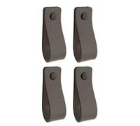 Brute Strength - Poignées en cuir pour meubles - Gris foncé - 4 pcs - 16,5 x 2,5 cm - Poignée de meuble, Poignée de porte pour cuisine, salle de bain, armoires, commode, bois