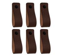 Brute Strength - Poignées en cuir pour meubles - Marron - 12 pcs - 16,5 x 2,5 cm - Poignée de meuble, Poignée de porte pour cuisine, salle de bain, armoires, commode, bois