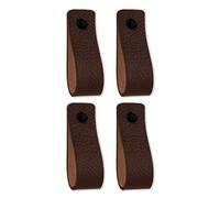 Brute Strength - Poignées en cuir pour meubles - Marron - 4 pcs - 16,5 x 2,5 cm - Poignée de meuble, Poignée de porte pour cuisine, salle de bain, armoires, commode, bois