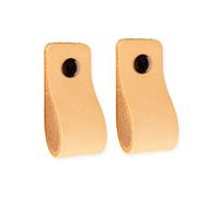 Brute Strength - Poignées en cuir pour meubles - Naturel - 2 pcs - 12,5 x 2,5 cm - Poignée de meuble, Poignée de porte pour cuisine, salle de bain, armoires, commode, bois