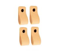 Brute Strength - Poignées en cuir pour meubles - Naturel - 4 pcs - 12,5 x 2,5 cm - Poignée de meuble, Poignée de porte pour cuisine, salle de bain, armoires, commode, bois