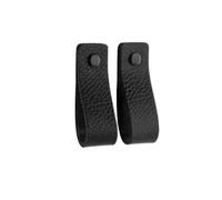 Brute Strength - Poignées en cuir pour meubles - Noir - 2 pcs - 16,5 x 2,5 cm - Poignée de meuble, Poignée de porte pour cuisine, salle de bain, armoires, commode, bois