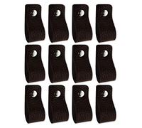 Brute Strength - Poignées en cuir pour meubles - Noir - 24 pcs - 12,5 x 2,5 cm - Poignée de meuble, Poignée de porte pour cuisine, salle de bain, armoires, commode, bois