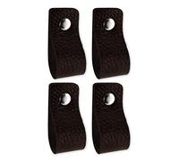 Brute Strength - Poignées en cuir pour meubles - Noir - 4 pcs - 12,5 x 2,5 cm - Poignée de meuble, Poignée de porte pour cuisine, salle de bain, armoires, commode, bois