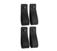 Brute Strength - Poignées en cuir pour meubles - Noir - 4 pcs - 16,5 x 2,5 cm - Poignée de meuble, Poignée de porte pour cuisine, salle de bain, armoires, commode, bois