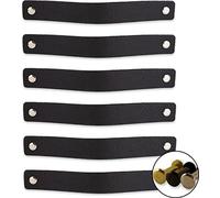 Brute Strength - Poignées en cuir pour meubles - Noir - 6 pcs - 20 x 2,5 cm - Poignée de meuble, Poignée de porte pour cuisine, salle de bain, armoires, commode, bois
