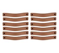 Brute Strength - Poignées en cuir pour meubles - Taupe - 12 pcs - 20 x 2,5 cm - Poignée de meuble, Poignée de porte pour cuisine, salle de bain, armoires, commode, bois