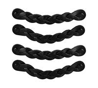 Brute Strength - Poignées en cuir pour meubles - Tressées - Noir - 4 pcs - 16,5 x 2,5 cm - Poignée de meuble, Poignée de porte pour cuisine, salle de bain, armoires, commode, bois