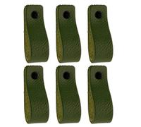 Brute Strength - Poignées en cuir pour meubles - Vert olive - 12 pcs - 16,5 x 2,5 cm - Poignée de meuble, Poignée de porte pour cuisine, salle de bain, armoires, commode, bois