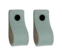 Brute Strength - Poignées en cuir pour meubles - Vert Pâle - 2 pcs - 12,5 x 2,5 cm - Poignée de meuble, Poignée de porte pour cuisine, salle de bain, armoires, commode, bois