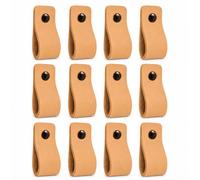 Brute Strength - Poignées meuble cuir - 12,5 x 2,5 cm - Naturel - 24 pièces | Poignées de meuble et tirettes en cuir pleine fleur pour placard, tiroir et commode; vis courtes et longues incluses