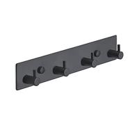 Brute Strength - Porte-manteaux - 4 crochets - 25 cm - Acier inoxydable - Crochet de porte pour cuisine, porte-manteau noir, porte-manteau mural, salle de bain, salon et couloir pour chapeaux
