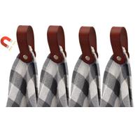 Brute Strength - Porte-serviettes magnétique en cuir - Cognac - 4 pcs - pour Cuisine, Salle de bain, Bain, Crochet