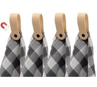 Brute Strength - Porte-serviettes magnétique en cuir - Naturel 4 pcs - pour Cuisine, Salle de bain, Bain, Crochet